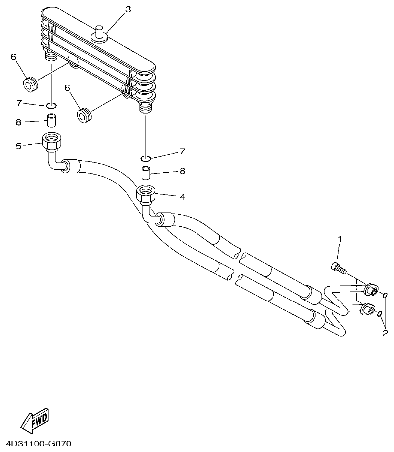 Yamaha 250RAP OIL COOLER parts diagram